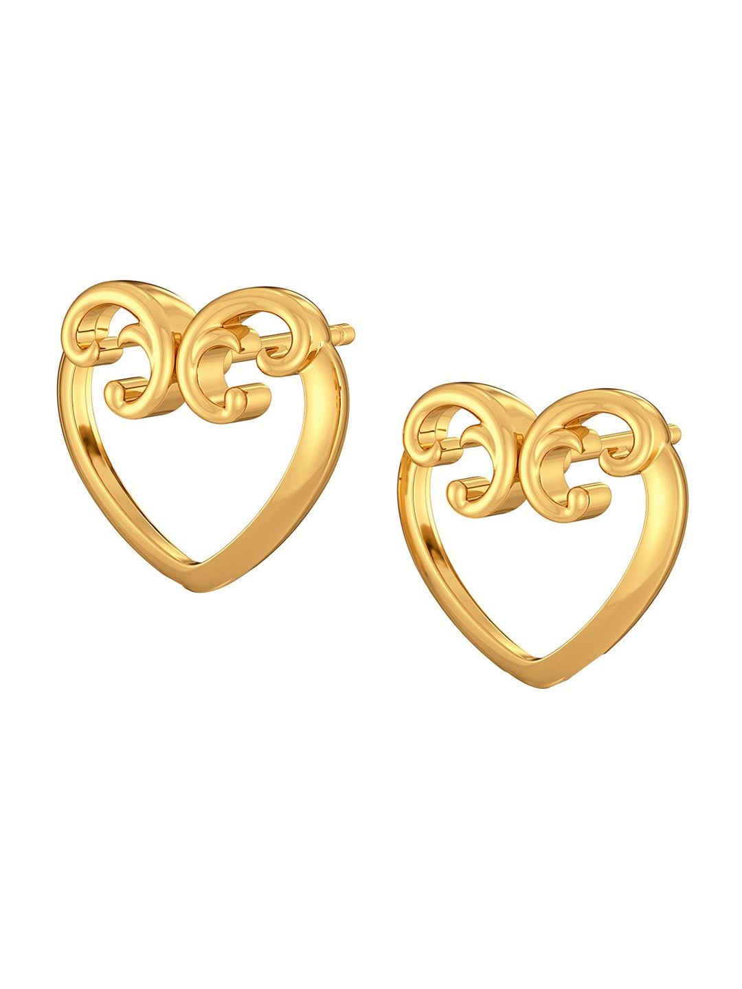 

MELORRA 18KT Scroll of Hearts Gold Earrings-3.26g