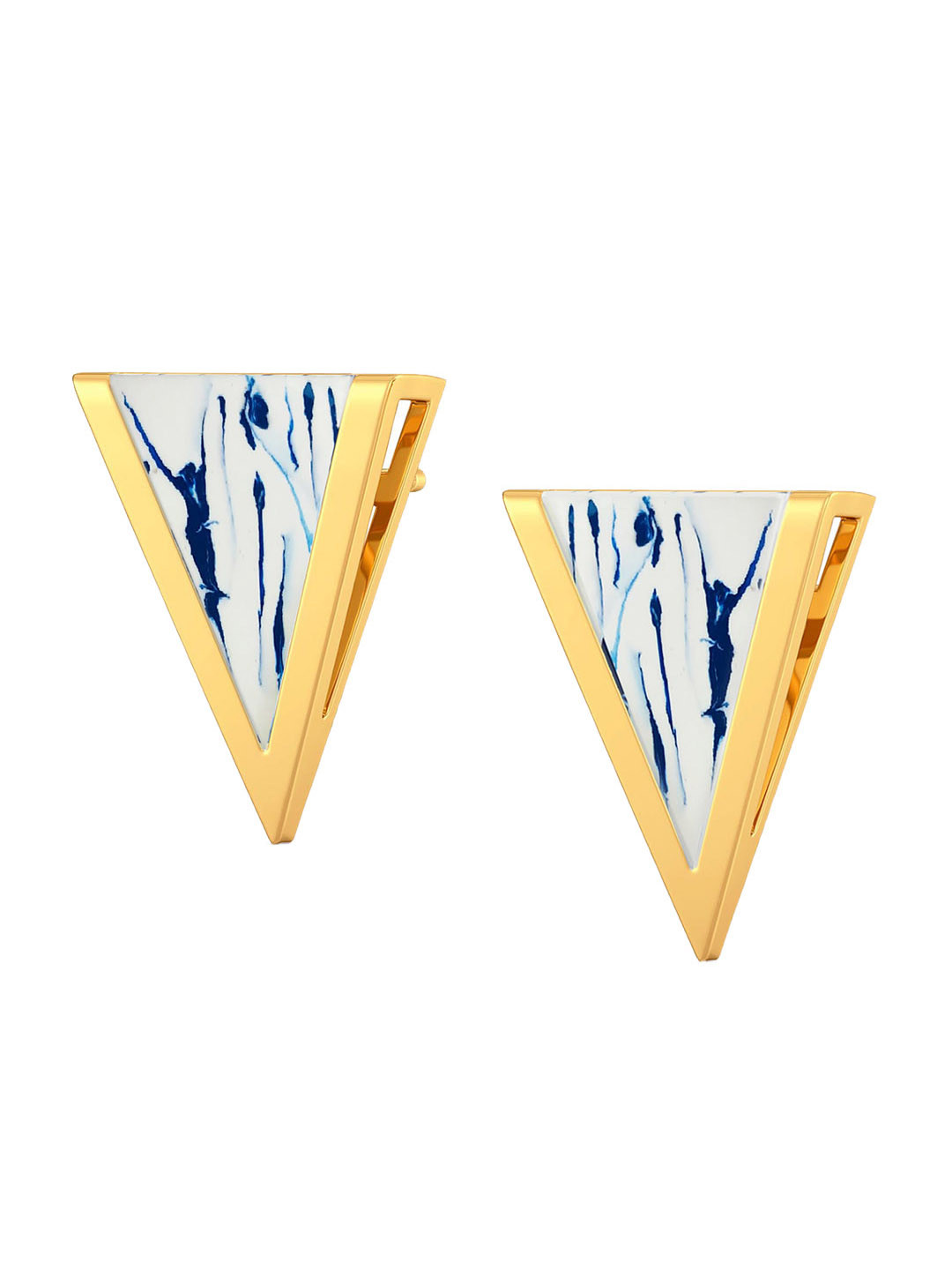 

MELORRA Blue Shibori 18KT Gold Stud Earrings-4.02gm