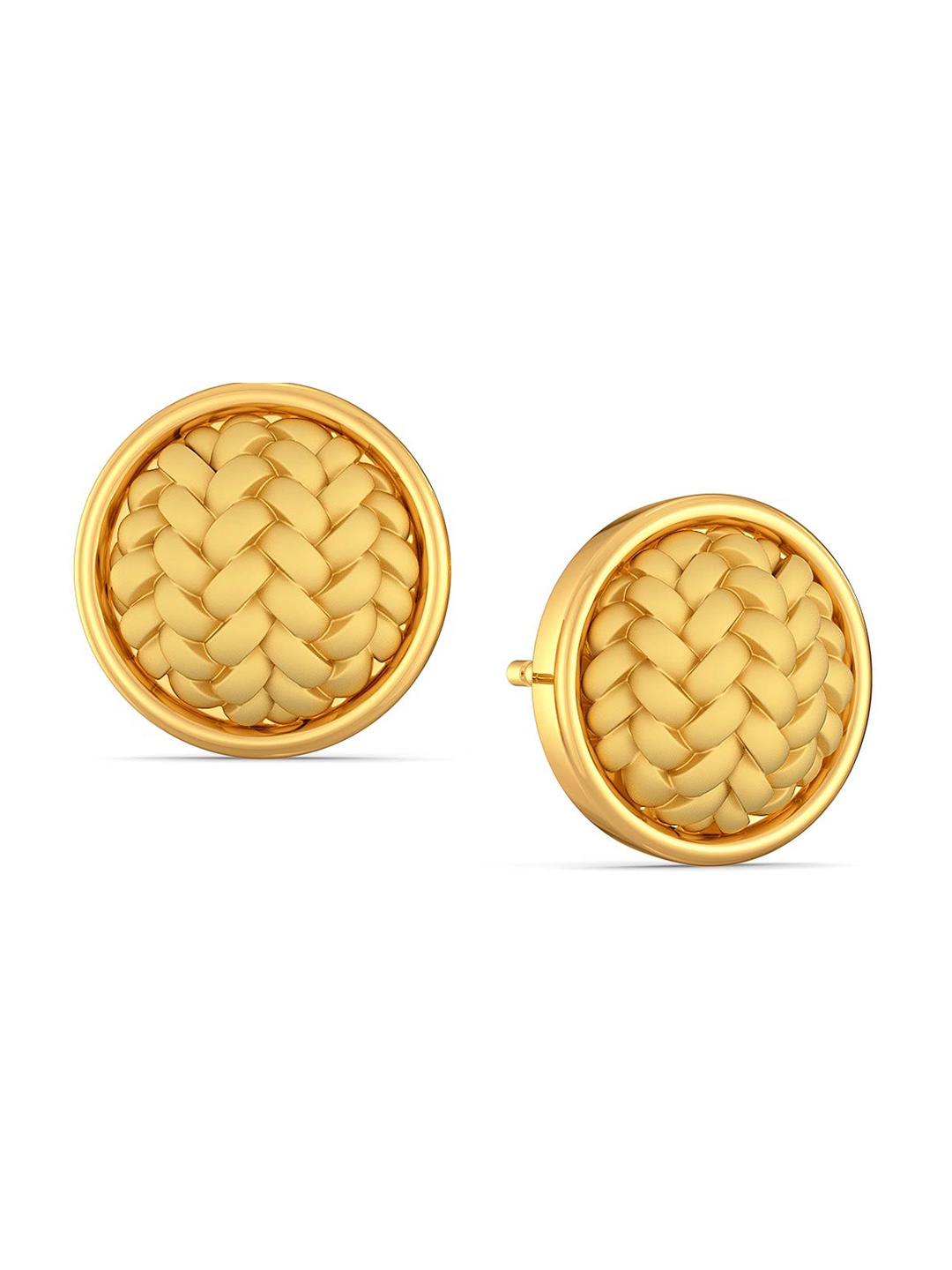 

MELORRA 18KT Gold The Herringbone Circular Shaped Textured Stud Earrings-5.78 g