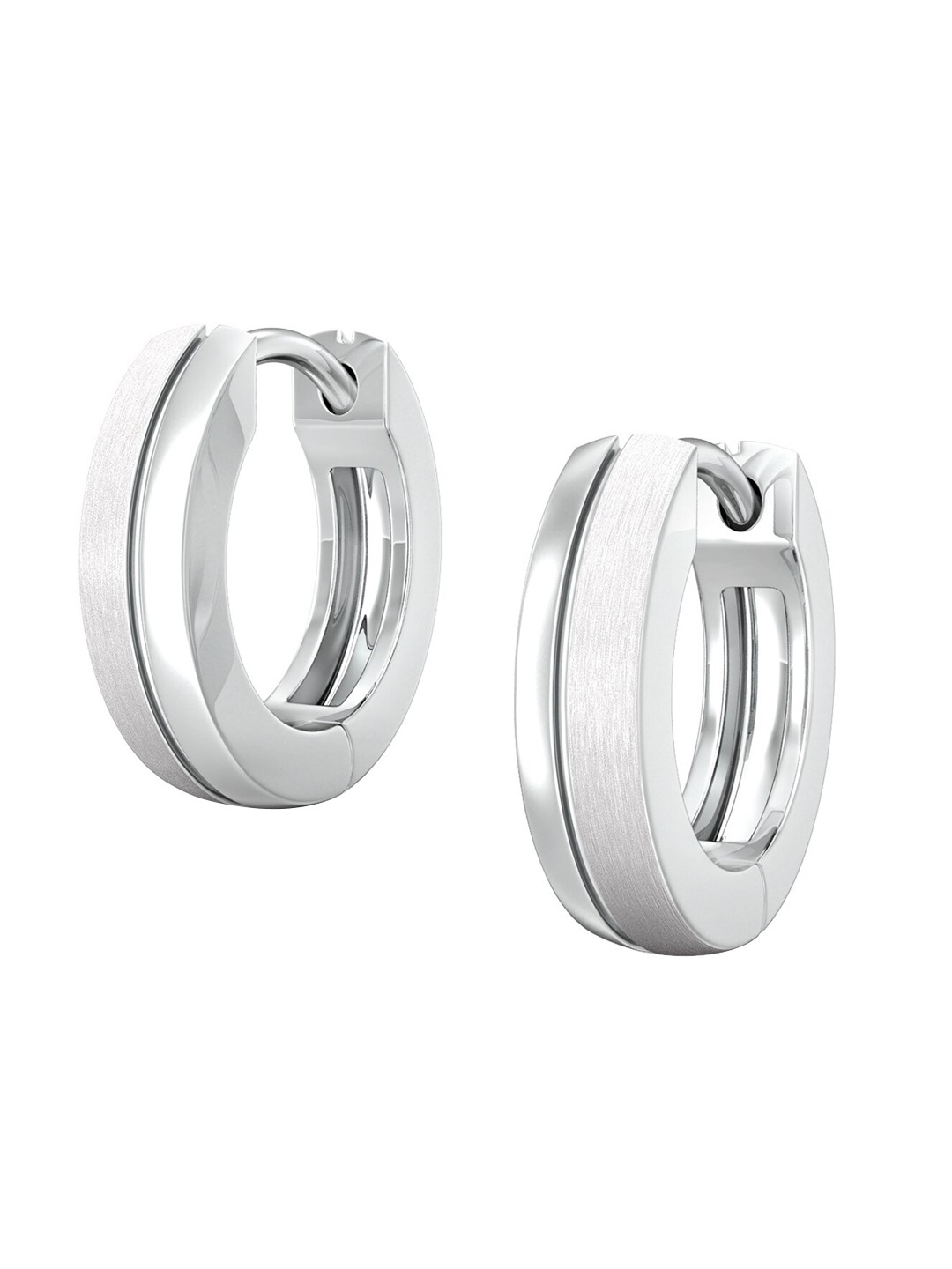 

MELORRA Lunar Light 18KT White Gold Hoop Earrings- 2.98gm, Silver