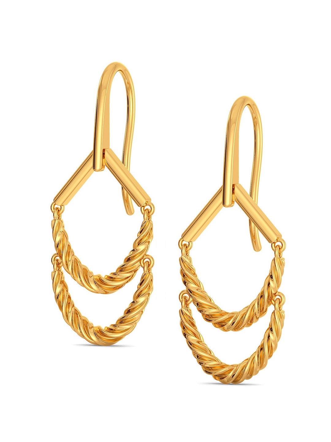 

MELORRA 18KT Fringe Twirls Gold Earrings-5.09g
