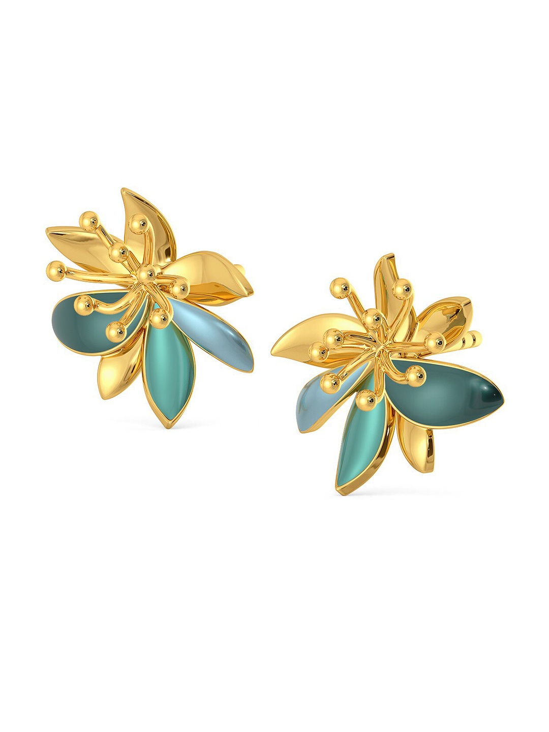 

MELORRA Bertyl Bloom 18KT Gold Stud Earrings-3.45gm