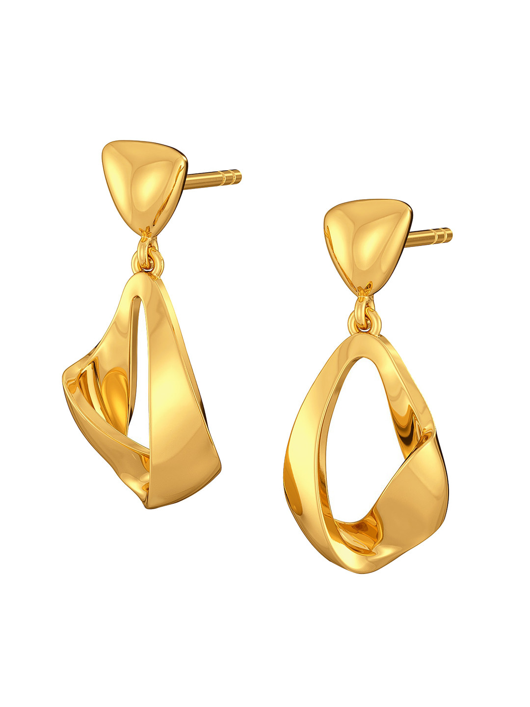 

MELORRA Hold The Fold 18KT Gold Dangle Earrings-4.27gm