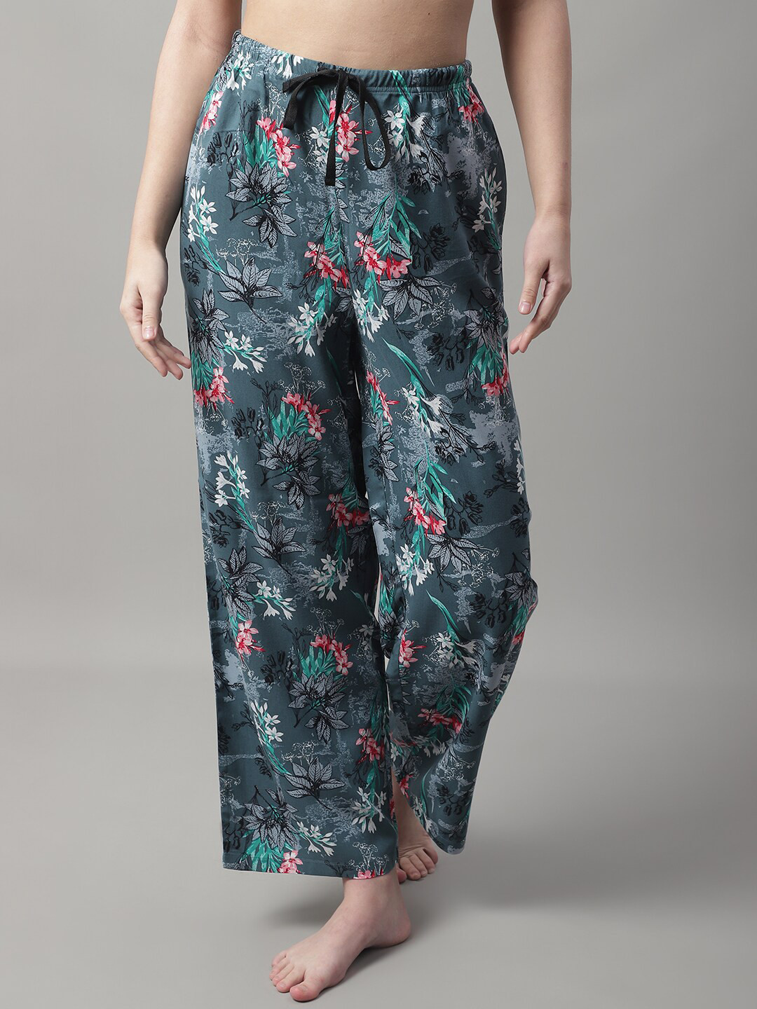 

Kanvin Women Printed Mid-Rise Lounge Pants, Teal