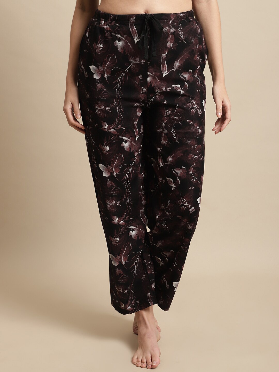 

Kanvin Women Printed Mid-Rise Lounge Pants, Brown