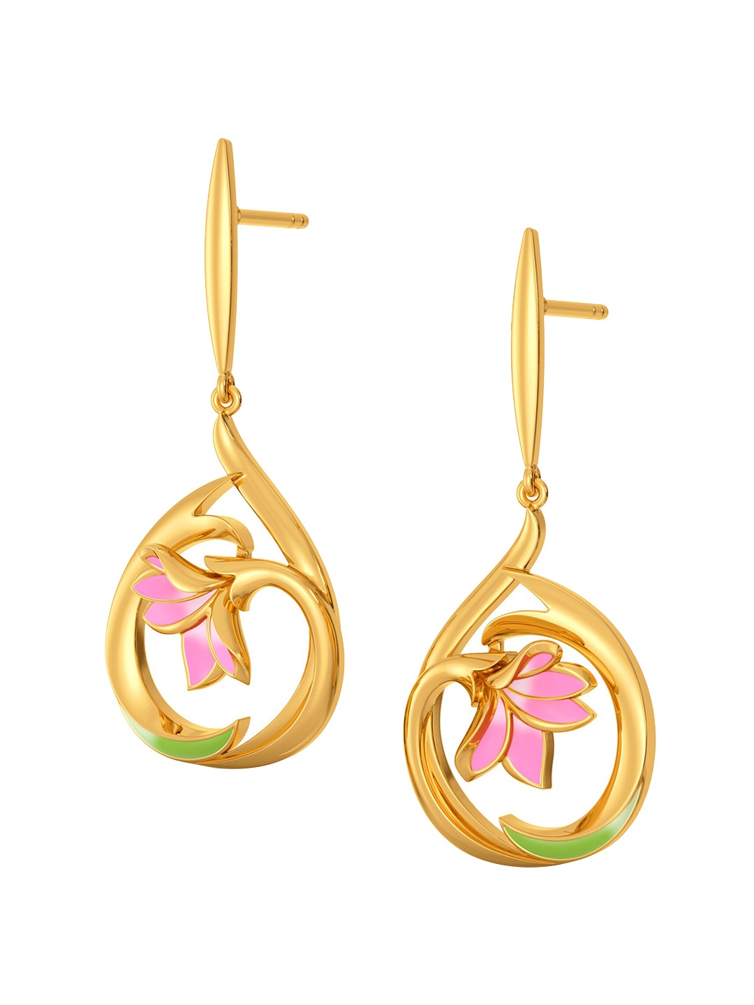 

MELORRA Plumeria Sunburst 18KT Gold Dangle Earrings-5.38gm