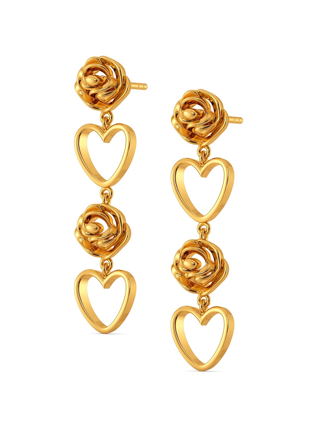 

MELORRA Rebel Rose 18KT Gold Drop Earrings-5.68gm