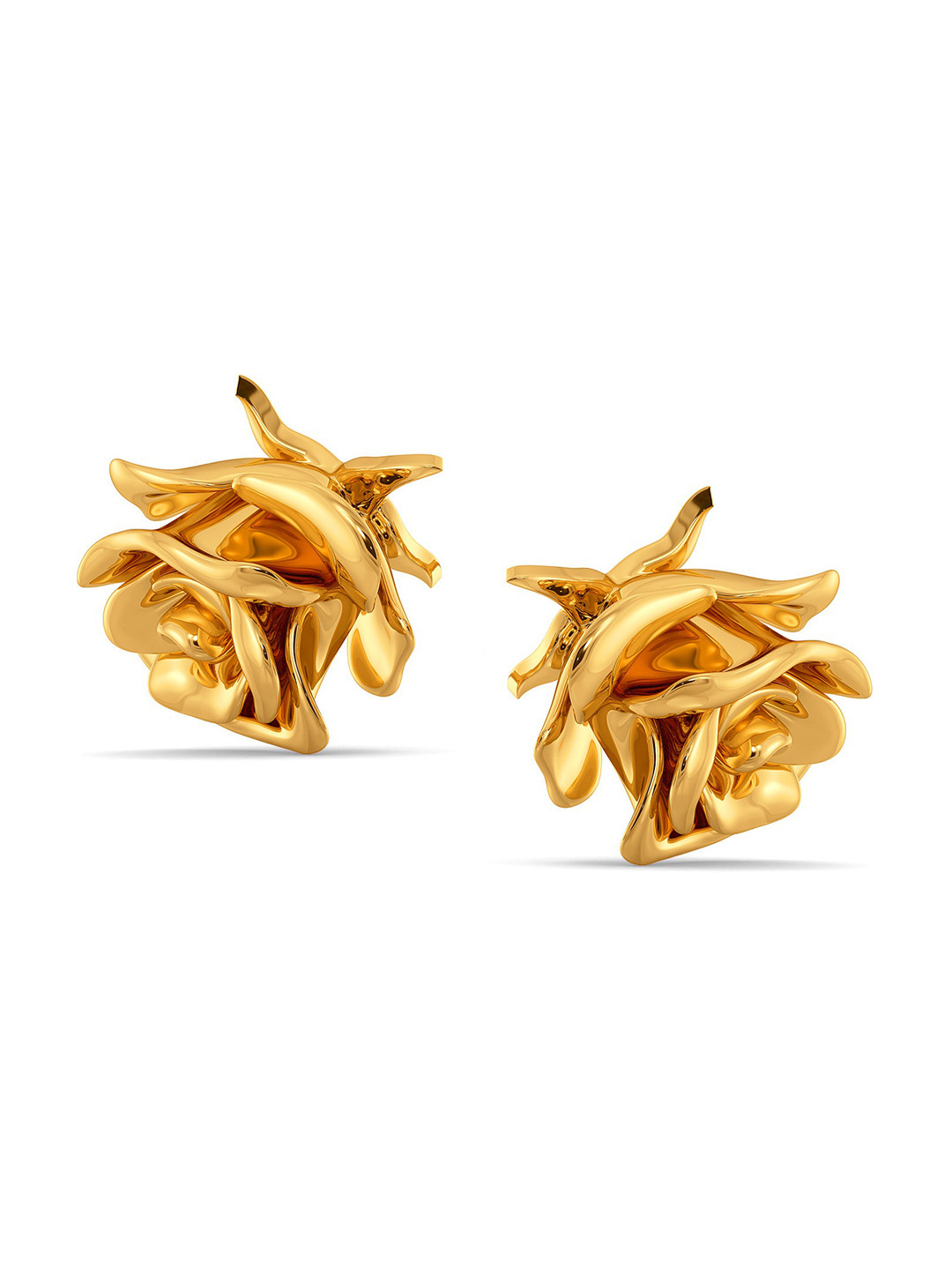 

MELORRA 18KT Gold Rose Entwine 3D Rose Shaped Stud Earrings-4.58 g