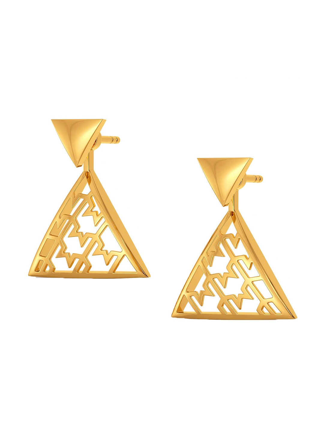 

Melorra Formal Tweed 18KT Gold Front & Back Stud Earrings-3.99gm