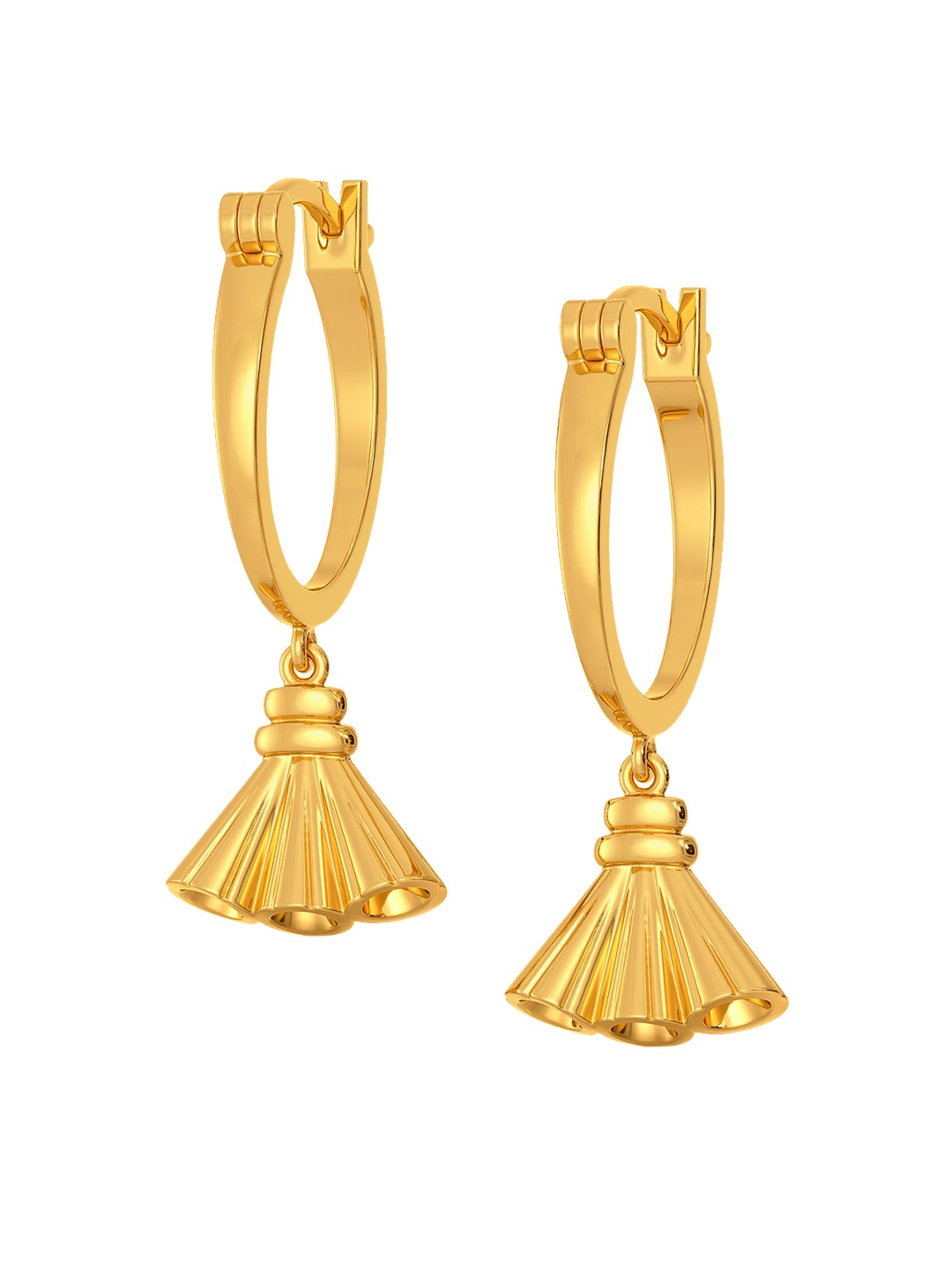 

MELORRA 18KT Gold Contemporary Shaped Tasselled Detail Hoop Earrings-5.22 g