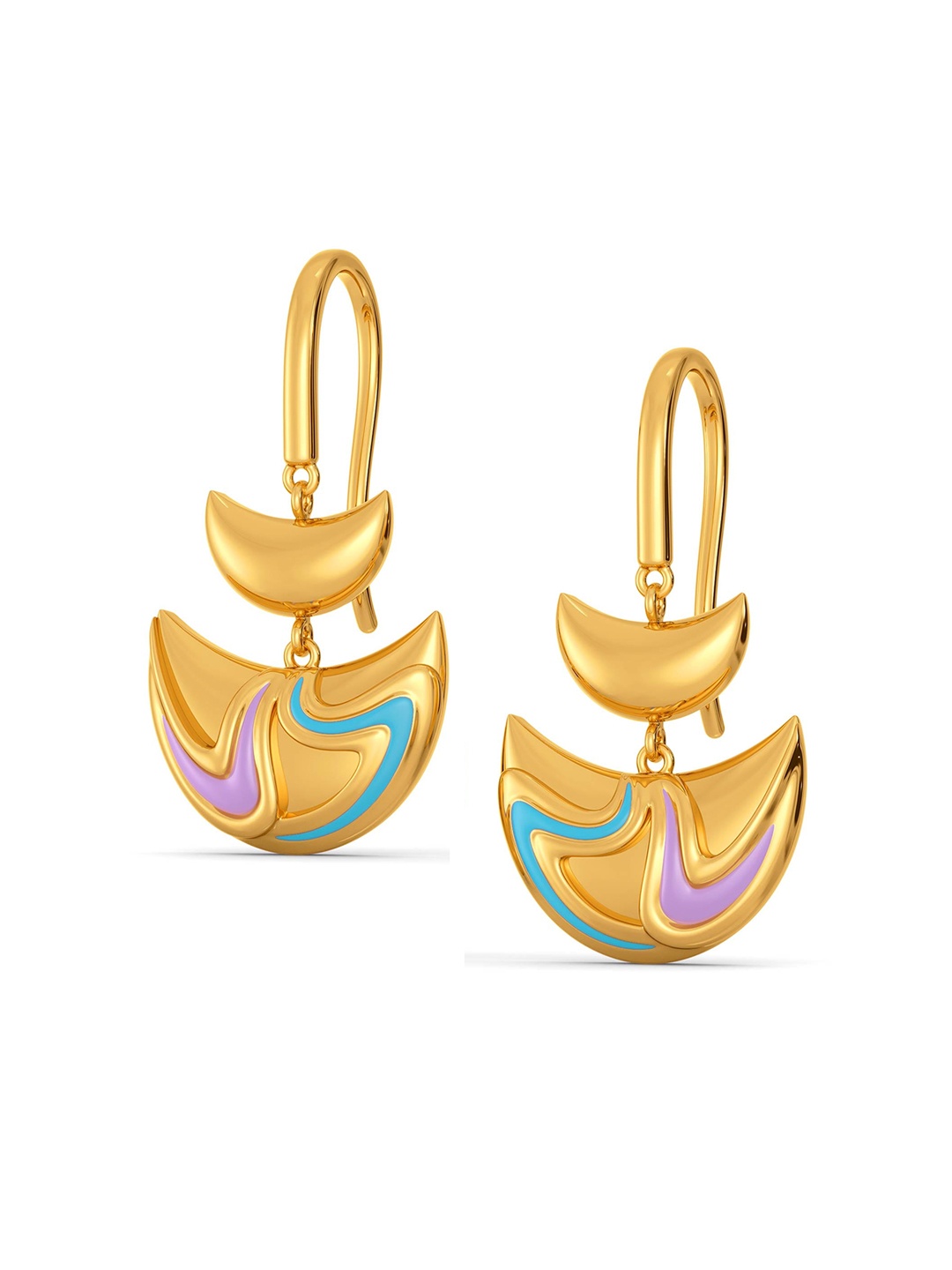 

MELORRA Groovy Glow 18KT Gold Drop Earrings -6.38 gm