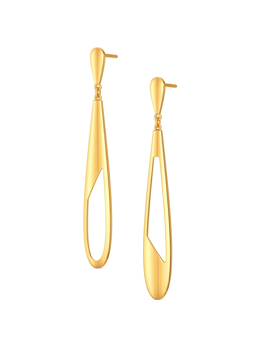 

MELORRA 18KT Gold Loop Holes Tear-Drop Shaped Loop Holes Drop Earrings-4.98 g