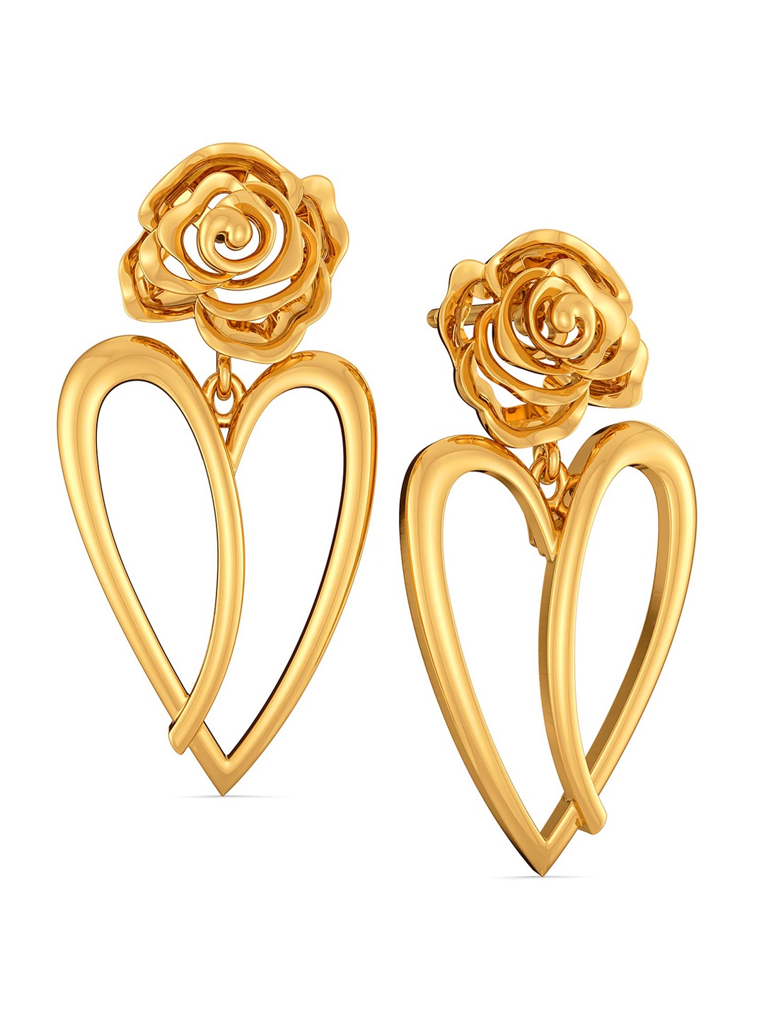 

MELORRA Heart of the Rose 18KT Gold Drop Earrings- 5.53gm