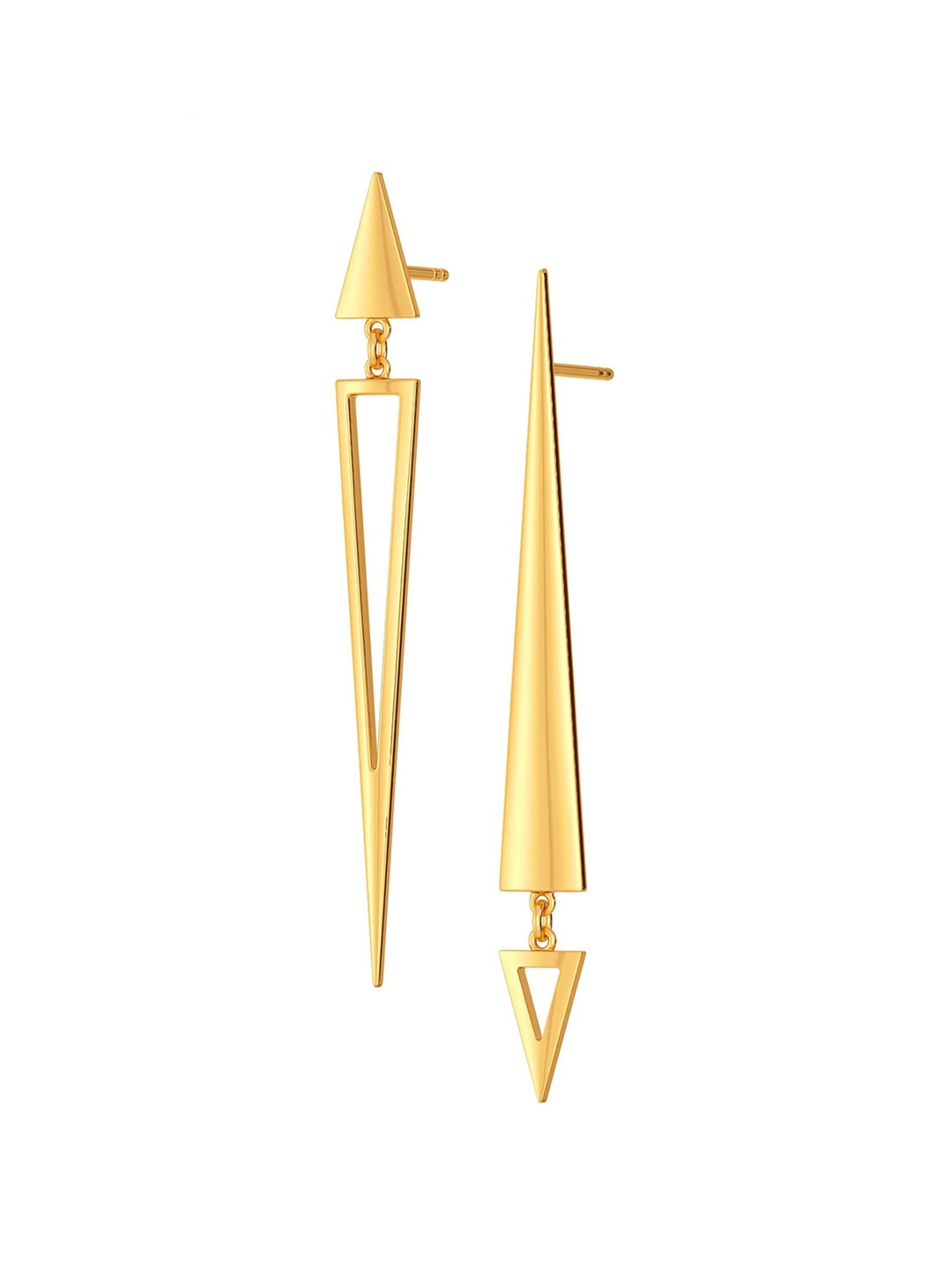 

MELORRA 18KT Gold Lopsided Droops Geometric Shaped Mismatch Drop Earrings-4.3 g