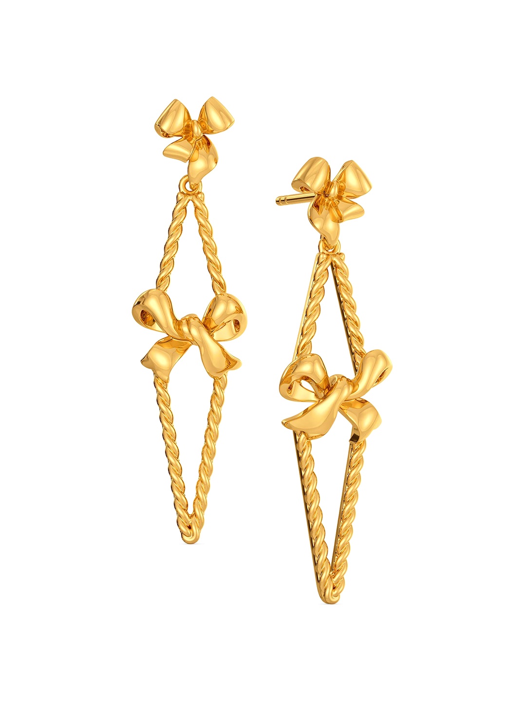 

MELORRA Party Bows 18KT Gold Dangle Earrings-5.81gm