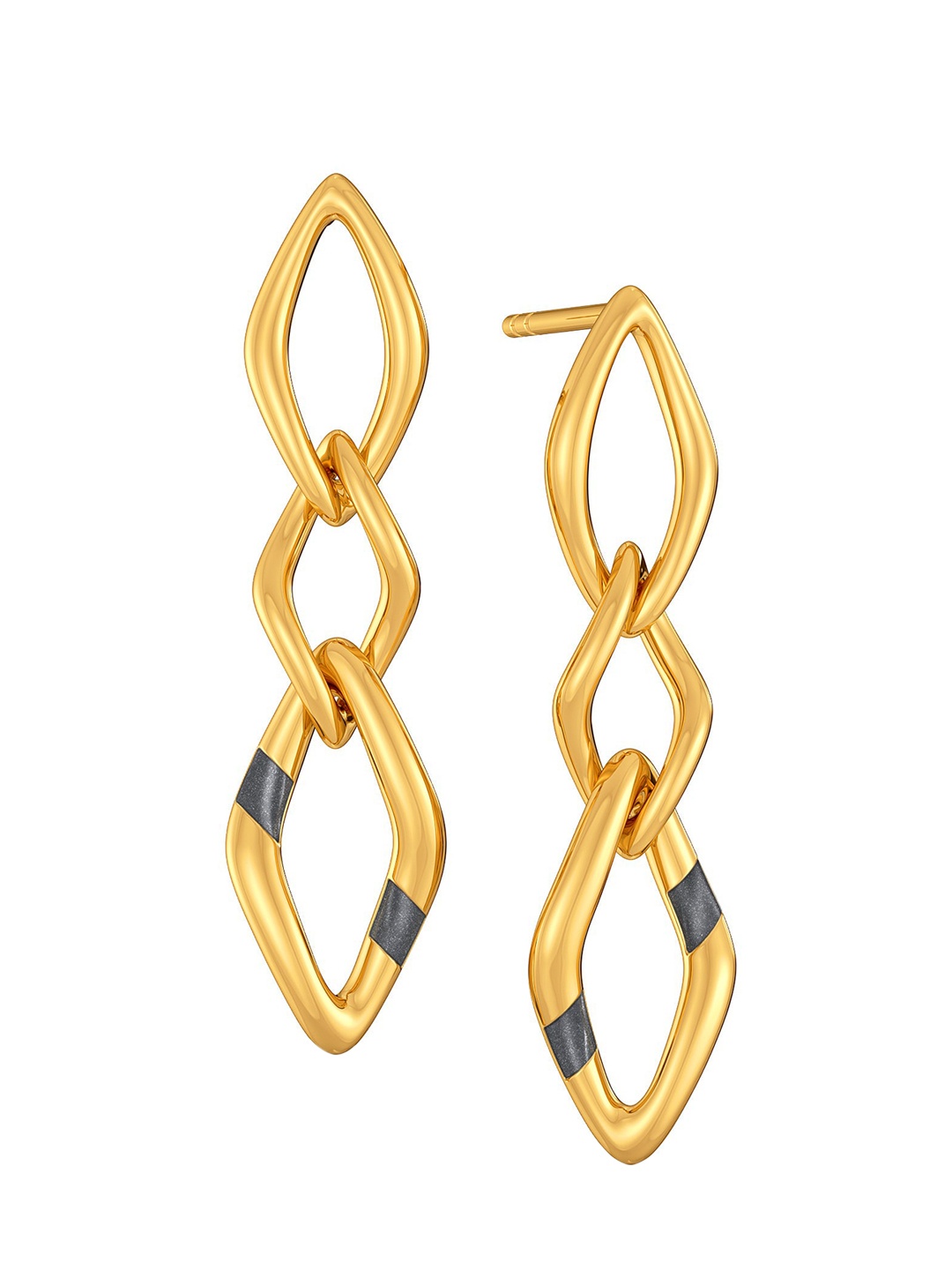 

MELORRA My Kinda Black 18KT Gold Drop Earrings- 4.14 gm