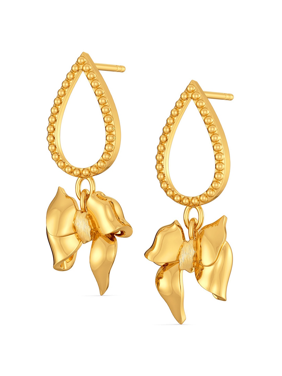 

MELORRA Bow Banters 18KT Gold Drop Earrings-6.34gm