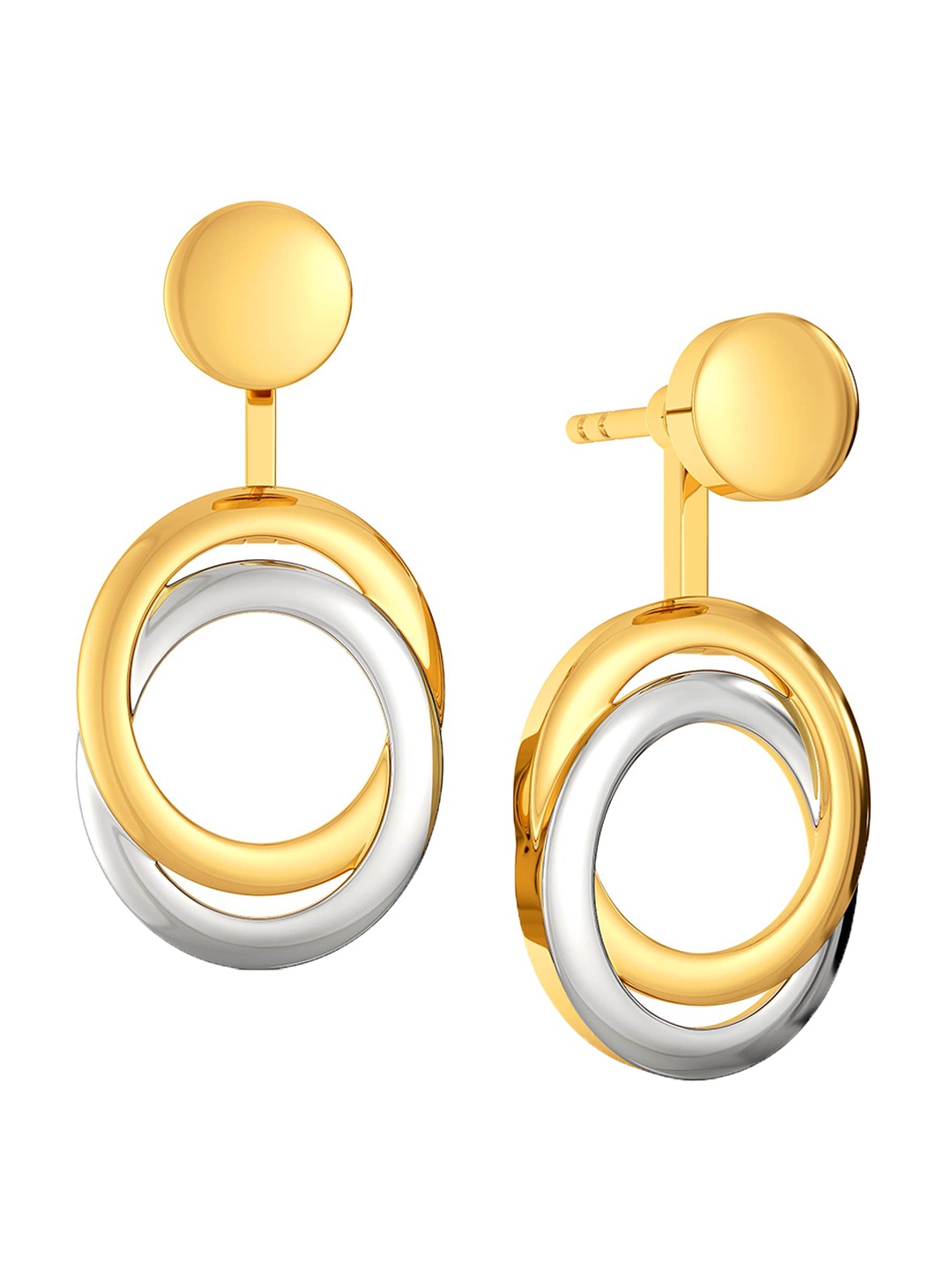 

MELORRA Soft Swirls 18KT Gold Convertible Ear Jacket Earrings-4.55gm
