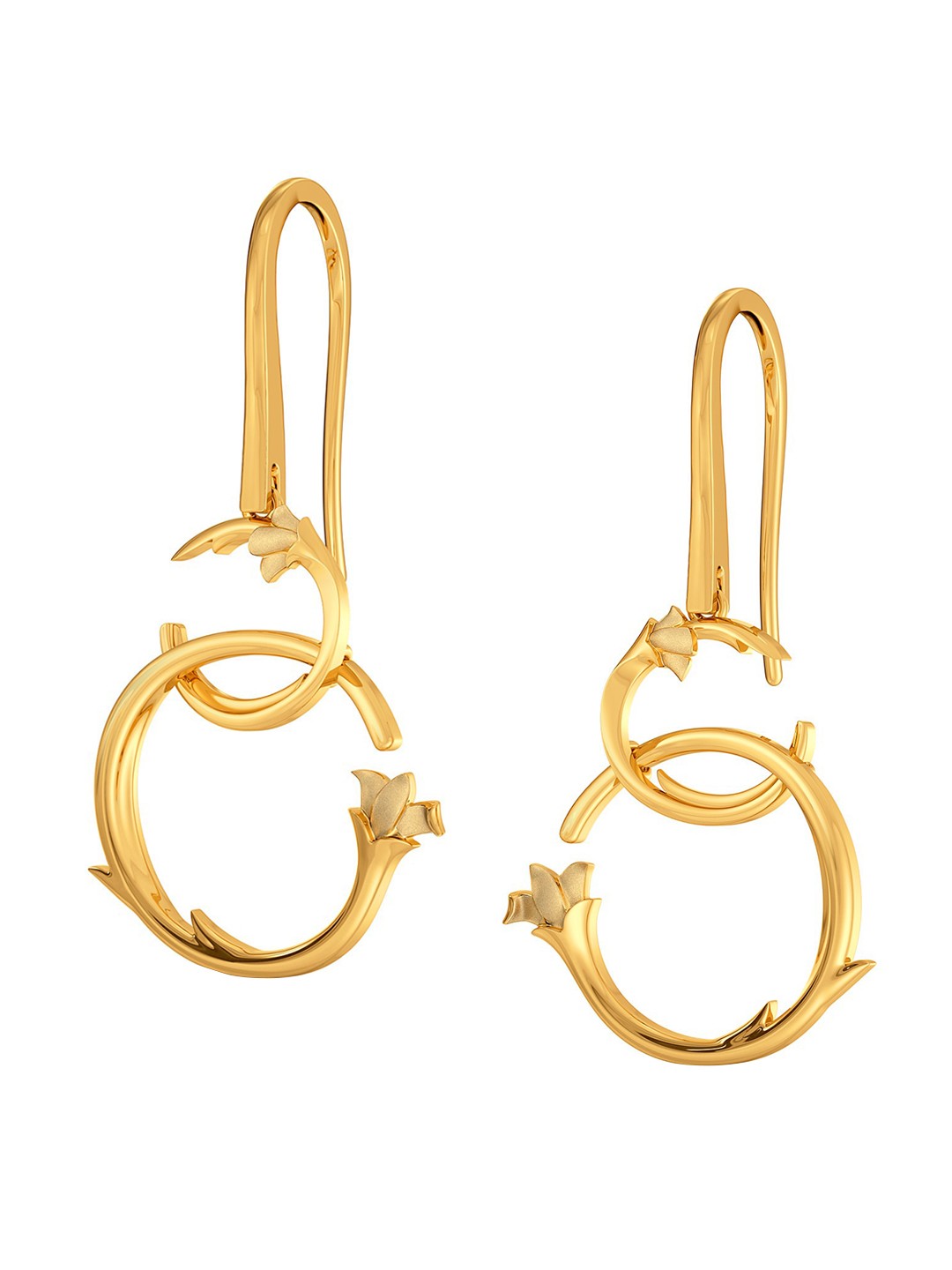 

MELORRA Curly Creepers 18KT Gold Drop Earrings- 4.2 gm