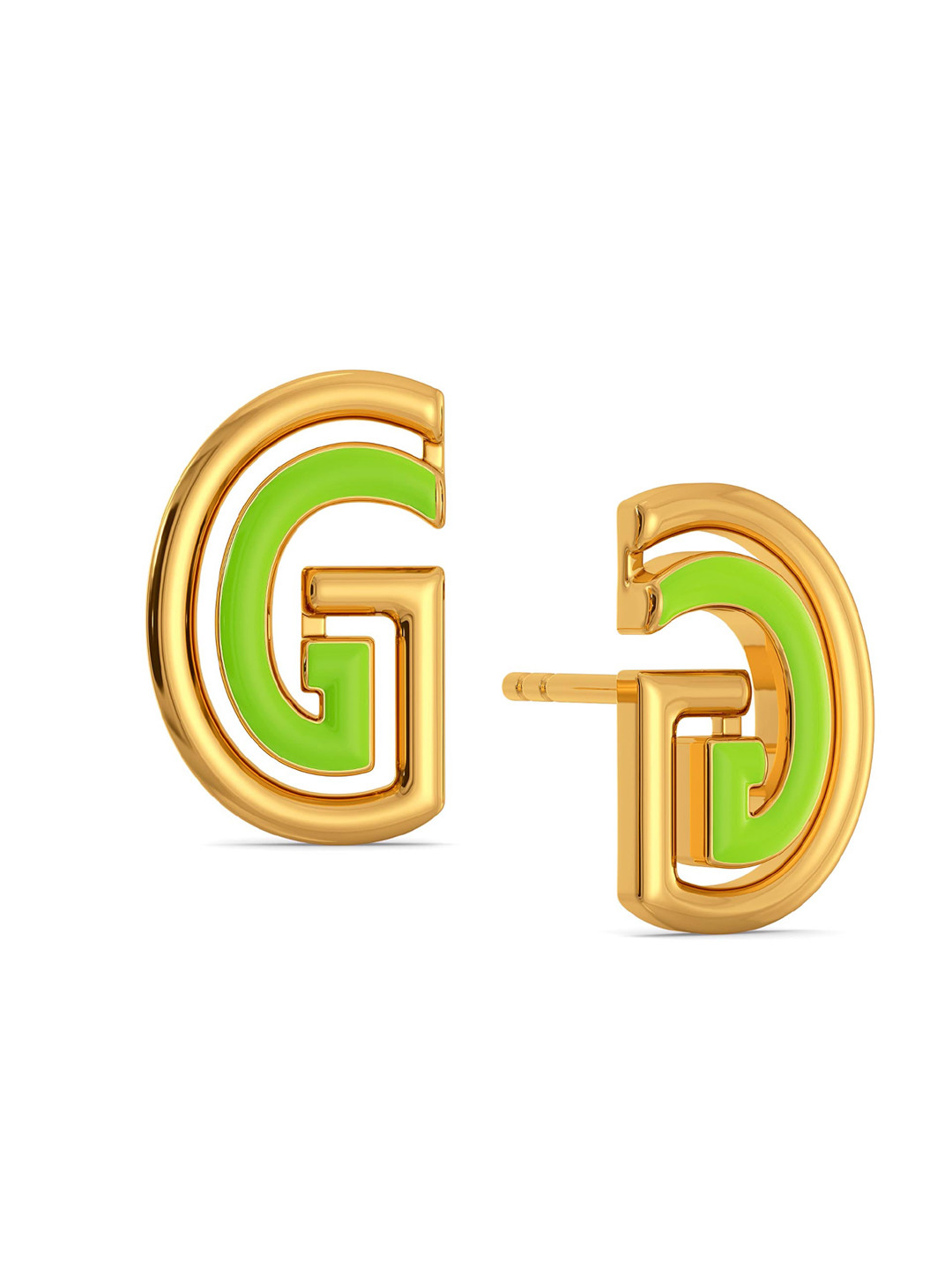 

MELORRA Green Grabs 18KT Gold Stud Earrings-3.42 gm