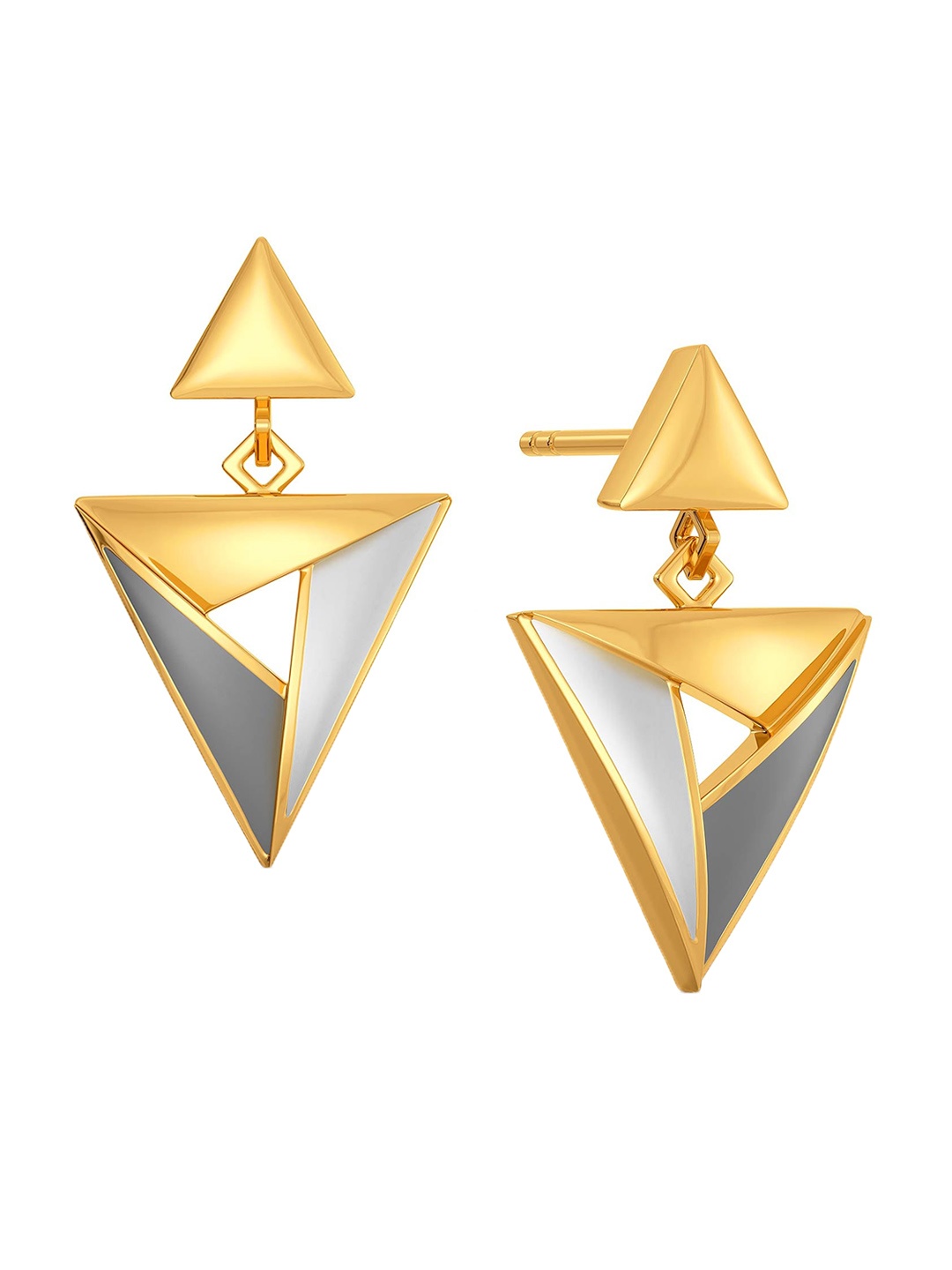 

MELORRA Formal Greys 18KT Gold Earrings-3.83gm