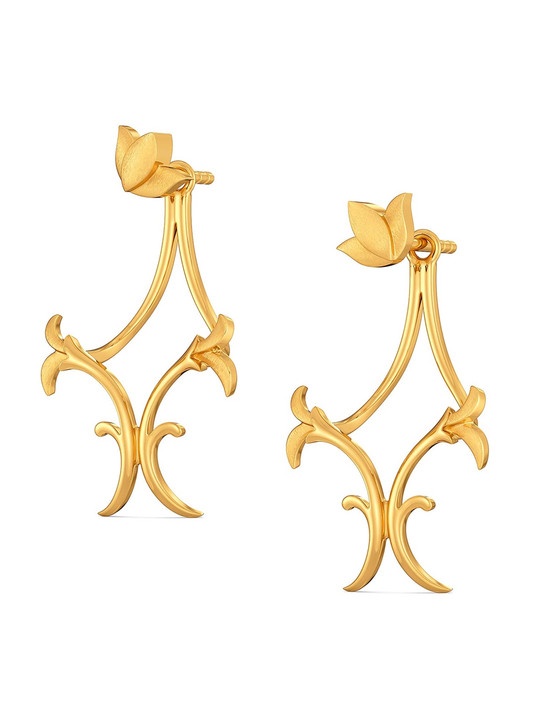 

MELORRA Print Reimagined 18KT Gold Detachable Stick Earrings-3.89gm