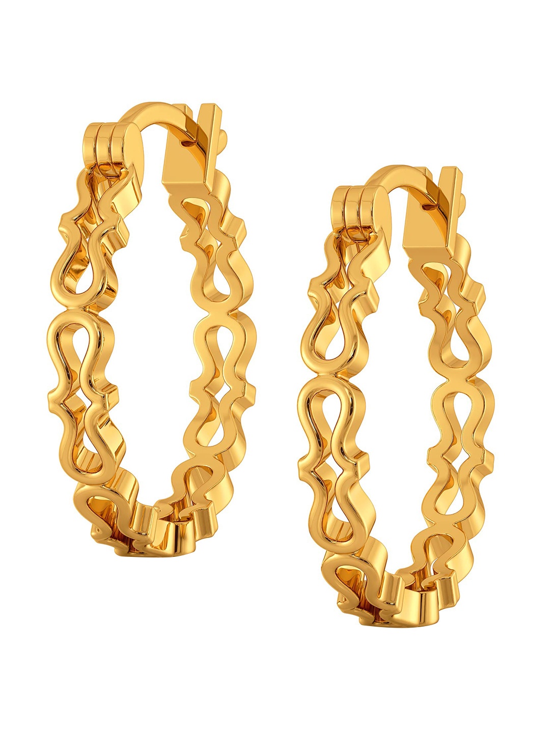 

MELORRA Knit Split 18KT Gold Hoop Earrings-3.49gm