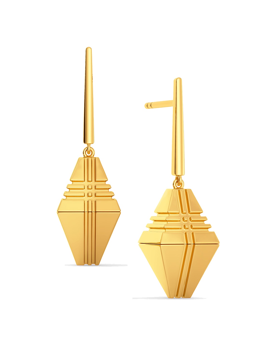

MELORRA Sleek Checks 18KT Gold Dangle Earrings-6.88gm