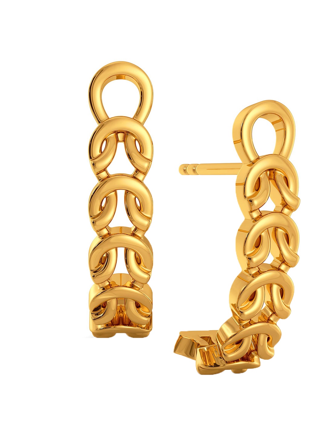 

MELORRA Jersey Knits 18KT Gold J-Hoop Earrings-3.75gm