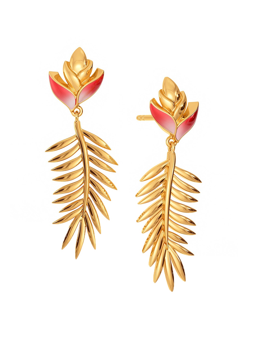 

MELORRA Fern N Floral 18KT Gold Drop Earrings-4.54 gm