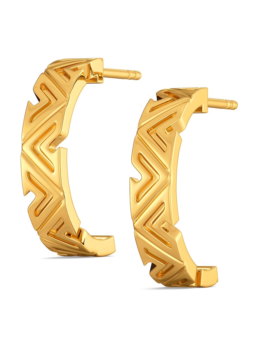 

MELORRA Short N Simple 18KT Gold Half Hoop Earrings- 3.59 gm