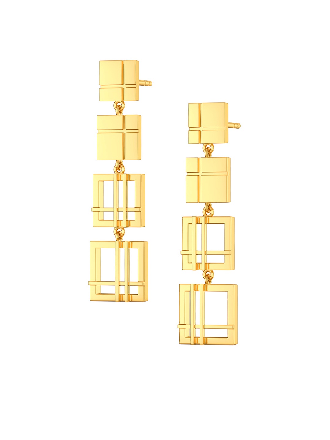 

MELORRA All Checked Out 18KT Gold Drop Earrings- 6.47 gm