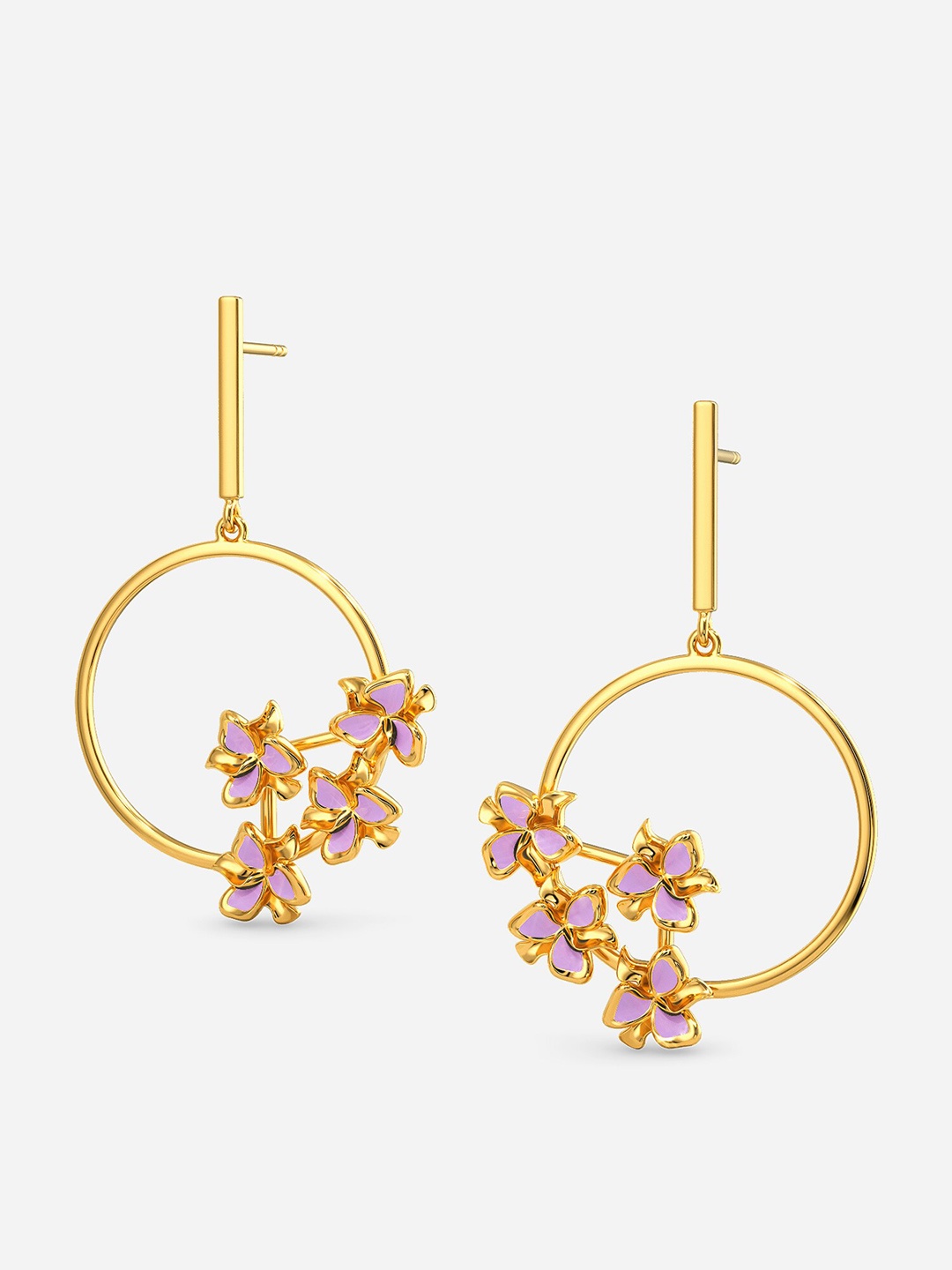 

MELORRA Lilac Soiree 18KT Gold Drop Earrings - 7.43 gm