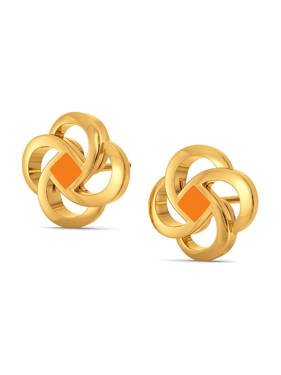 

MELORRA Orange Pop 18KT Gold Stud Earrings-3.81gm