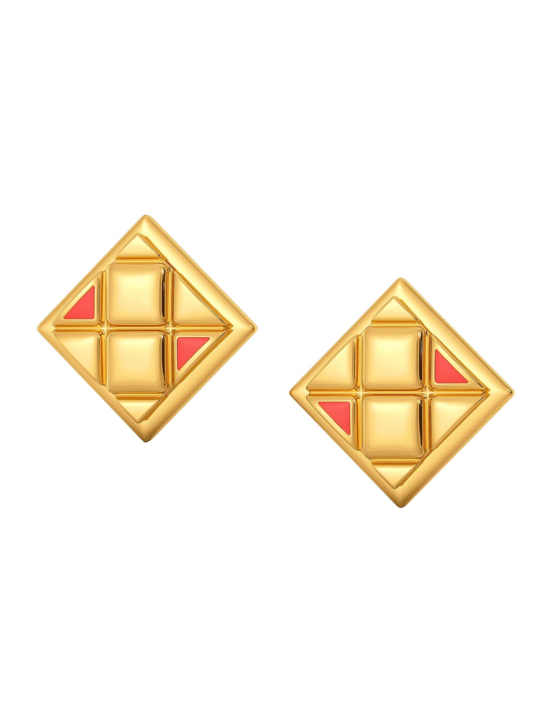 

MELORRA Grid Drama 18KT Gold Studs Earrings-5.64gm
