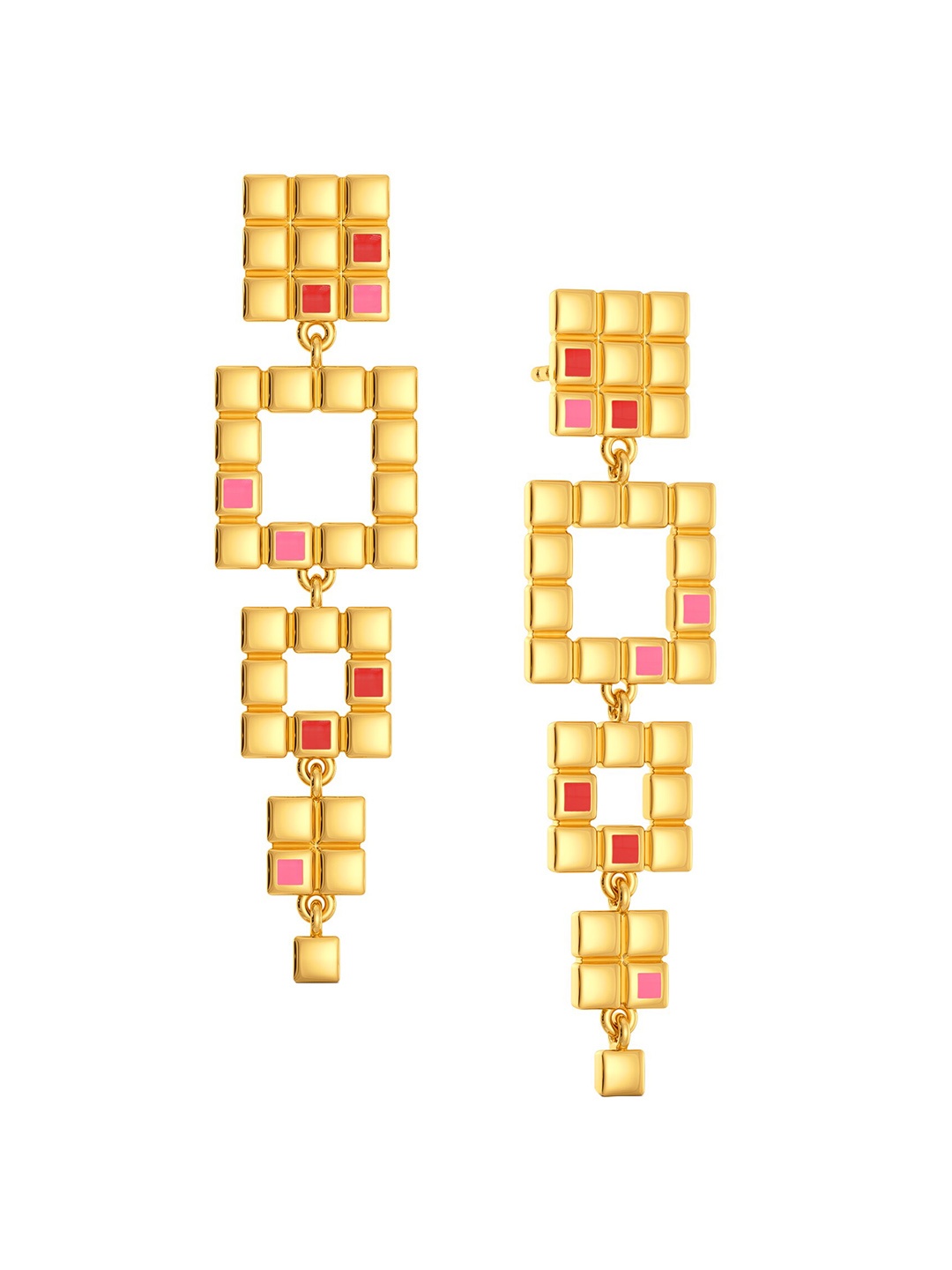 

MELORRA Bold N Digital 18KT Gold Drop Earrings-7.24gm