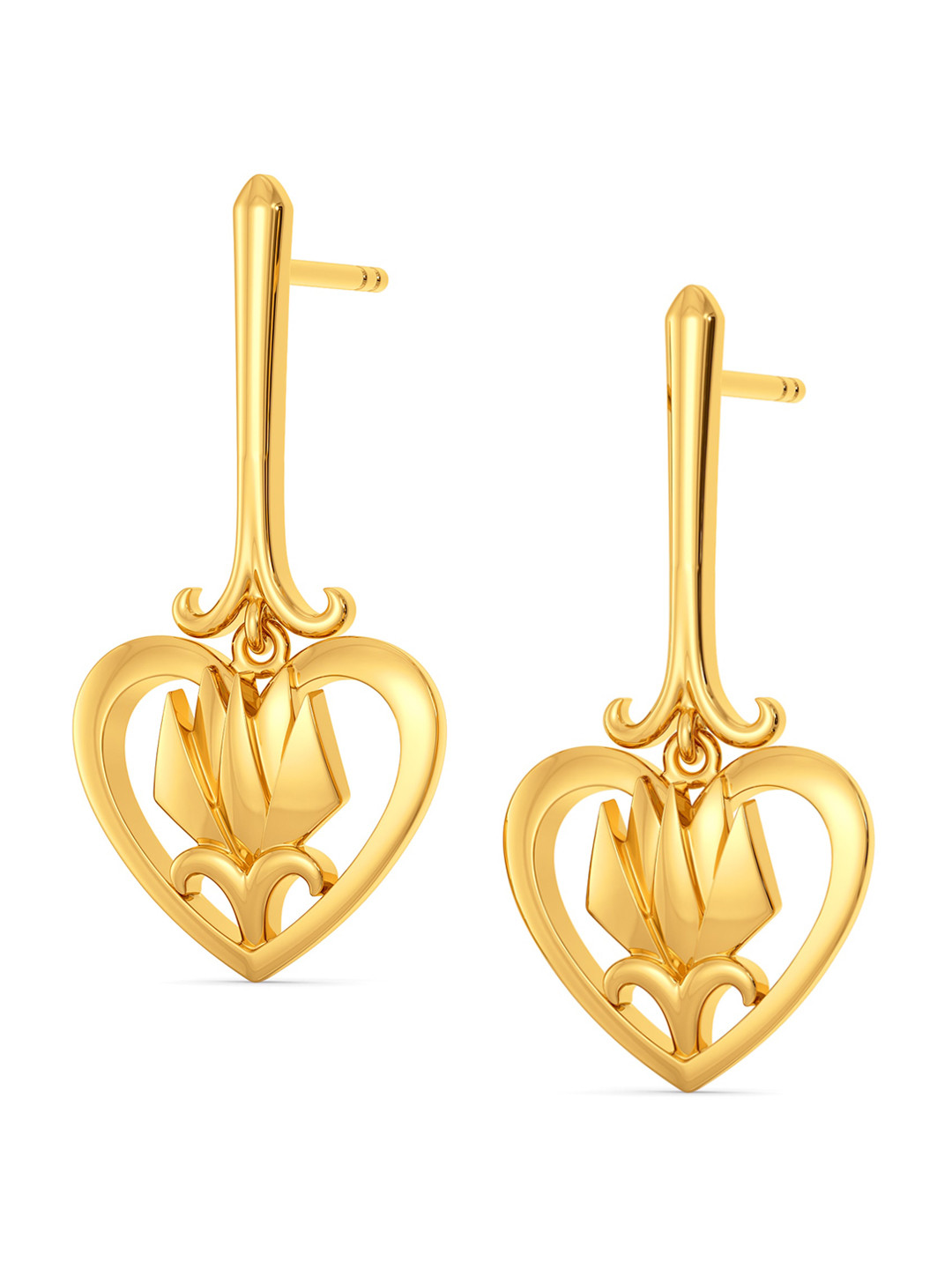 

MELORRA Blooming Hearts 18KT Gold Dangle Earrings-4.63gm