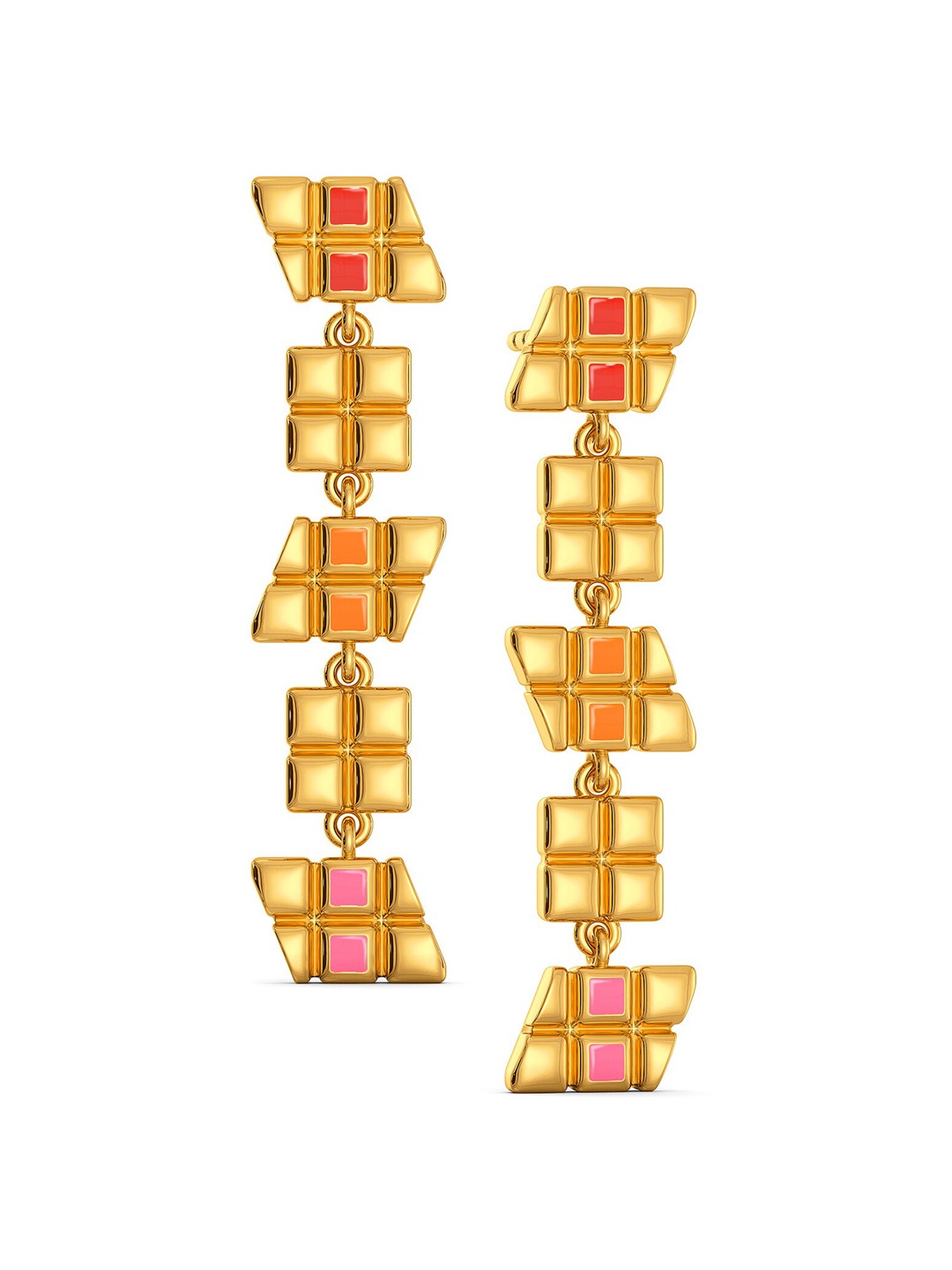 

MELORRA Pixel Poise 18KT Gold Drop Earrings - 6.38 gm