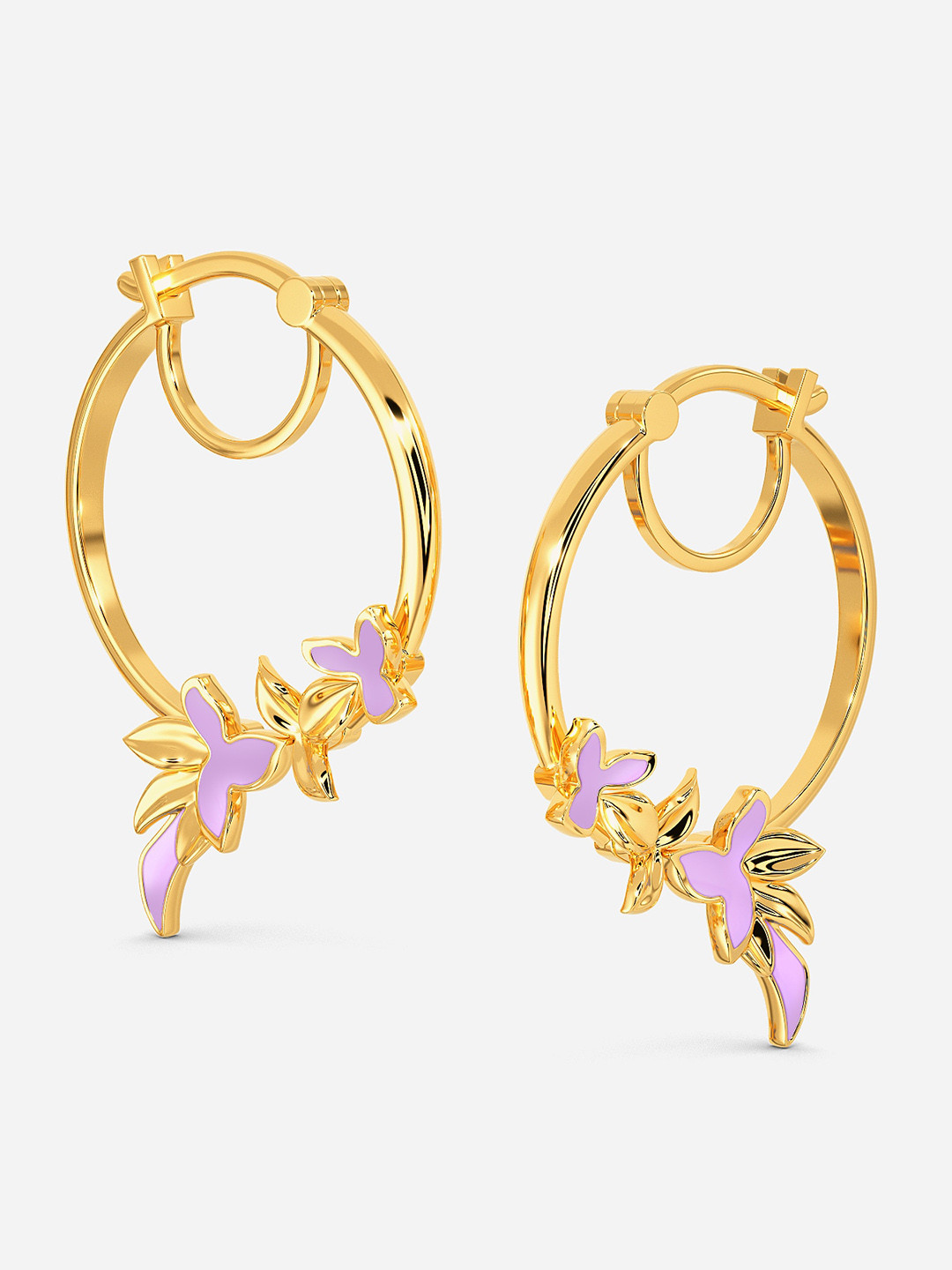 

MELORRA Lilac Sky 18KT Gold Hoop Earrings- 6.33gm, Yellow