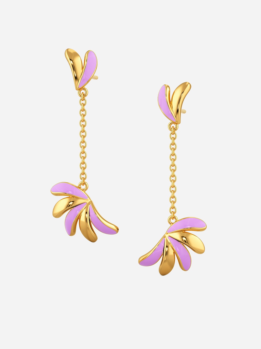 

MELORRA Simply Lilac 18KT Gold Drop Earrings-3.95gm