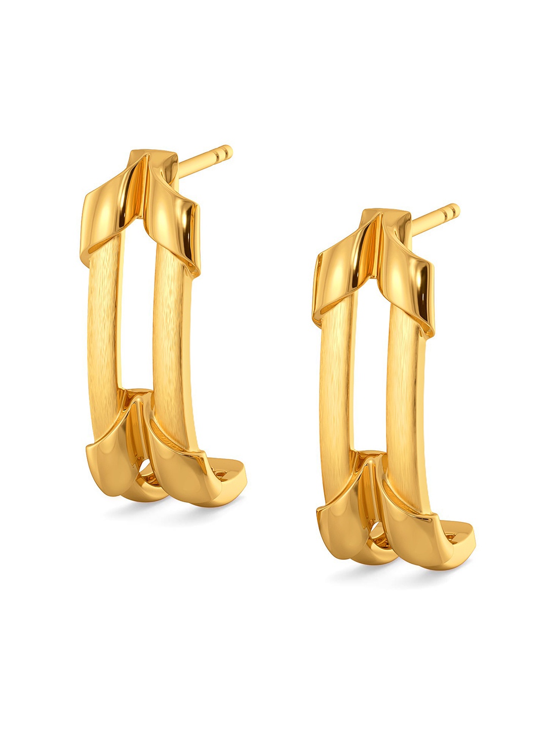 

MELORRA Squad Synergy 18KT Gold J-Hoop Earrings-4.95gm