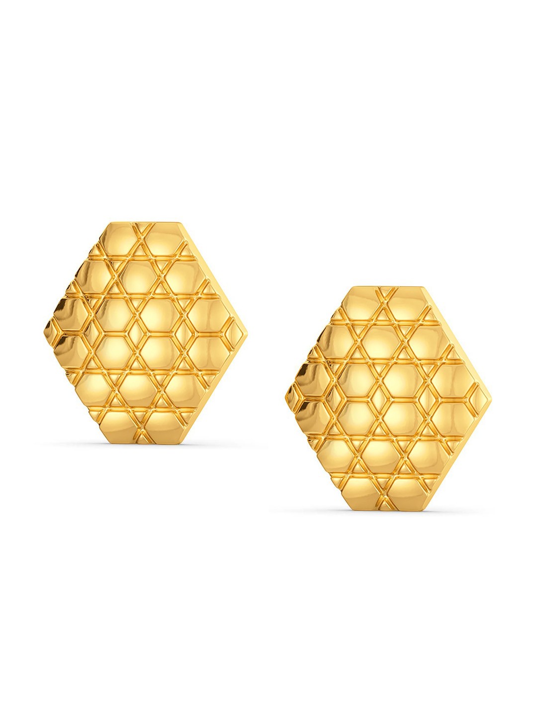 

MELORRA Hex Defence 18KT Gold Stud Earrings-4.52gm