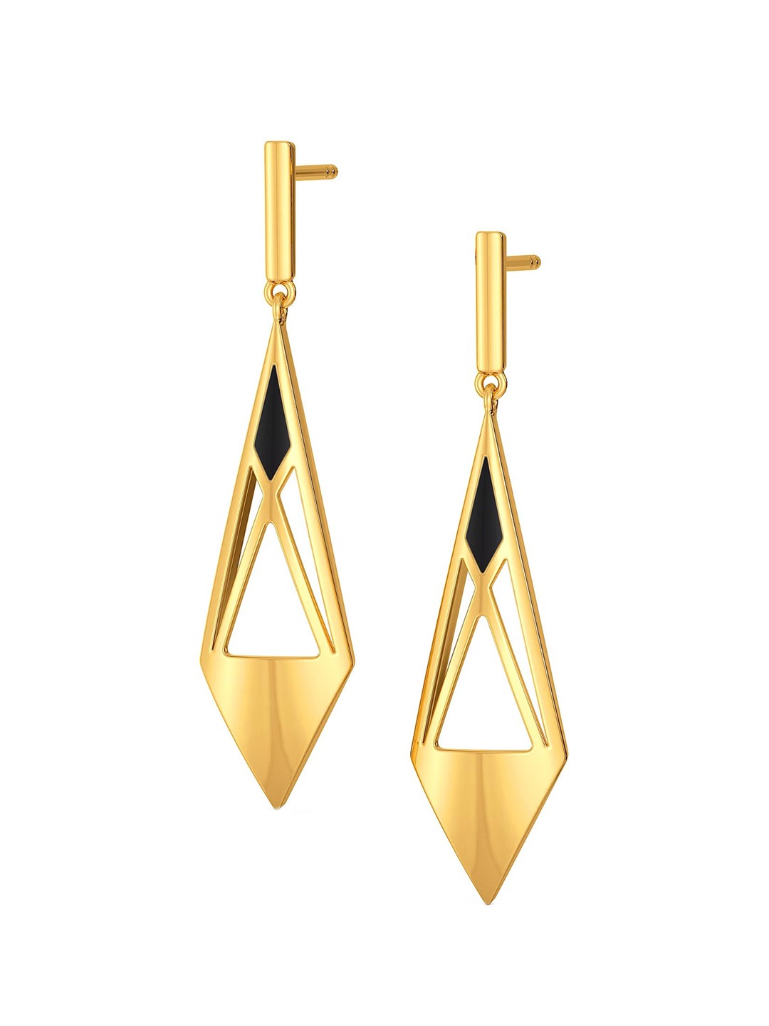 

MELORRA 18KT Gold Total Blackout Geometric Shaped Drop Earrings-3.85g