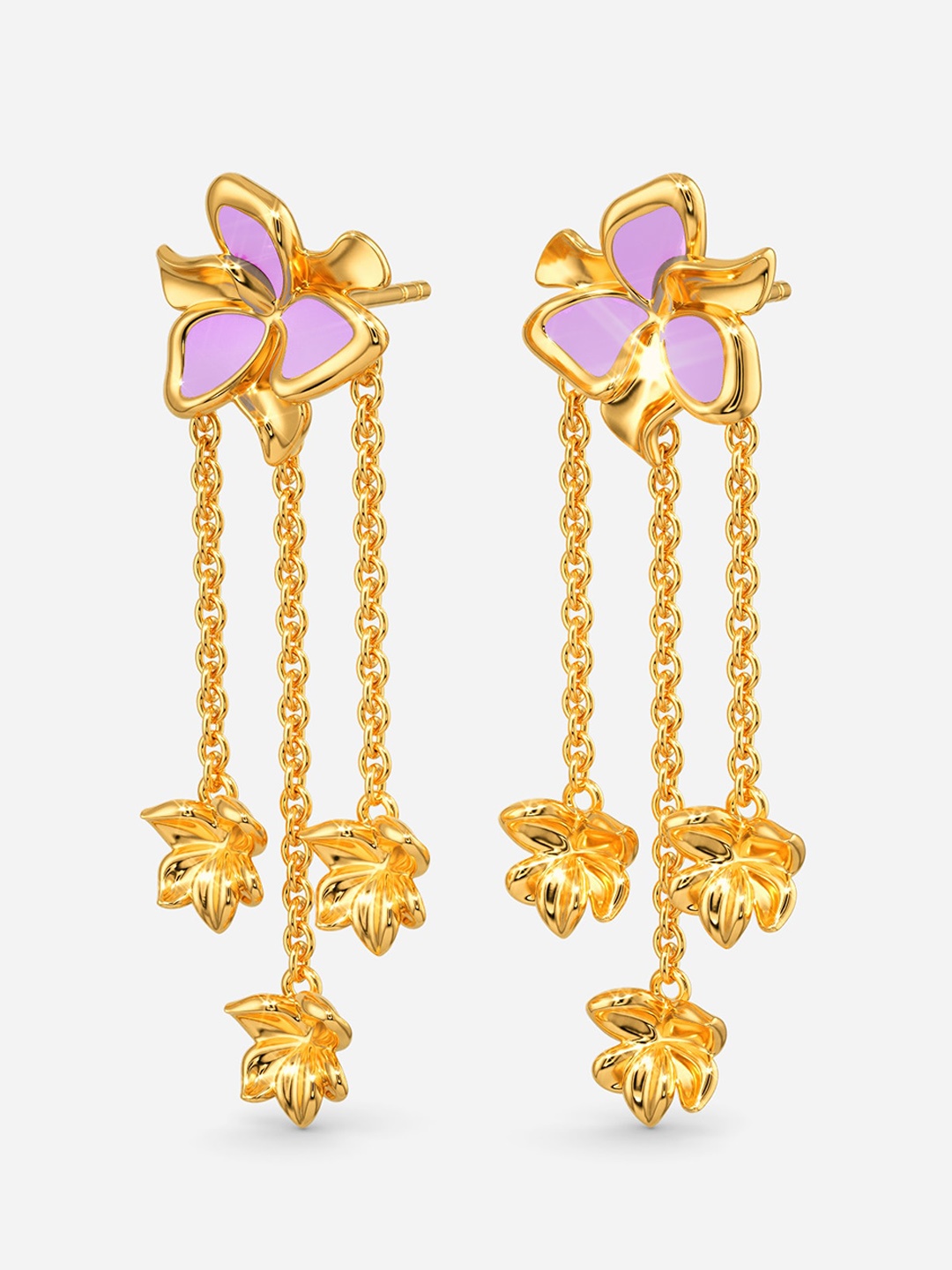 

MELORRA Feeling Lilac 18KT Gold Dangles Earrings-5.11gm