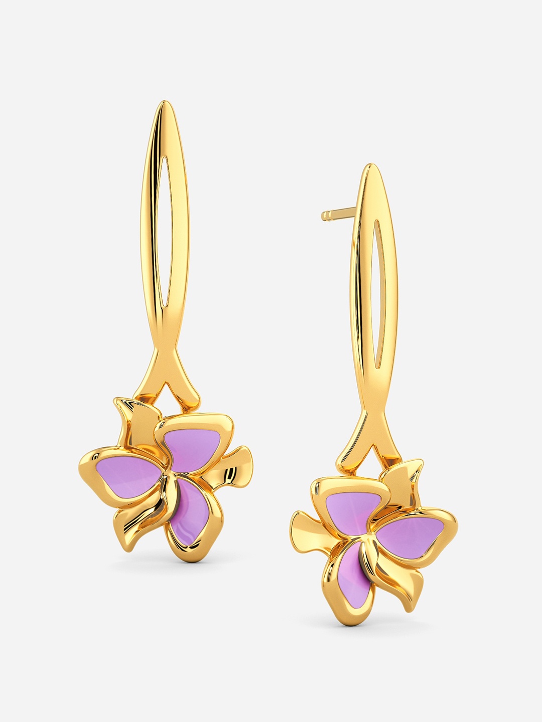 

MELORRA Ease Me Lilac 18KT Gold Earrings - 4.49 gm