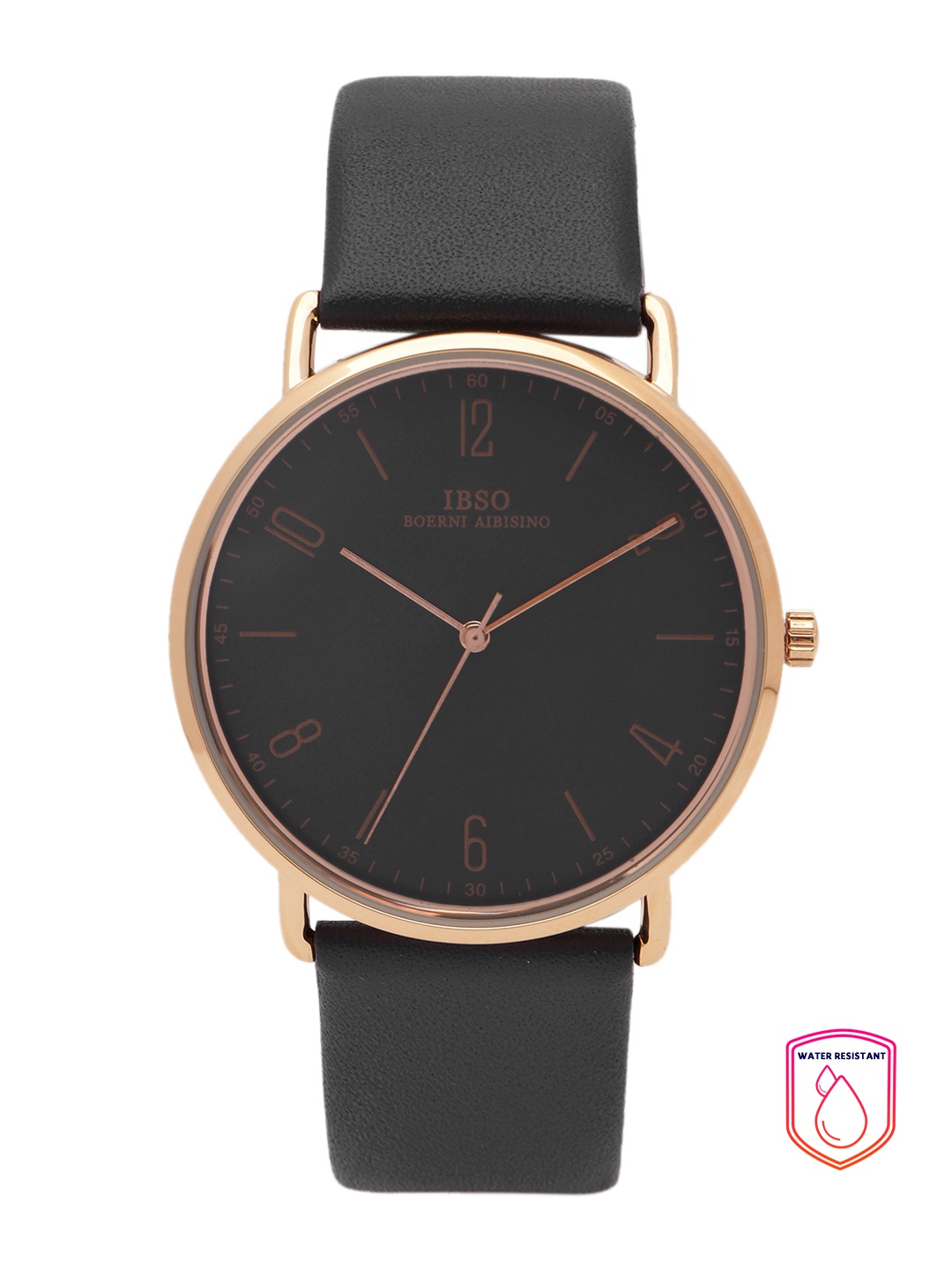 

IBSO Men Black Dial & Black Leather Straps Analogue Watch B2270GBK