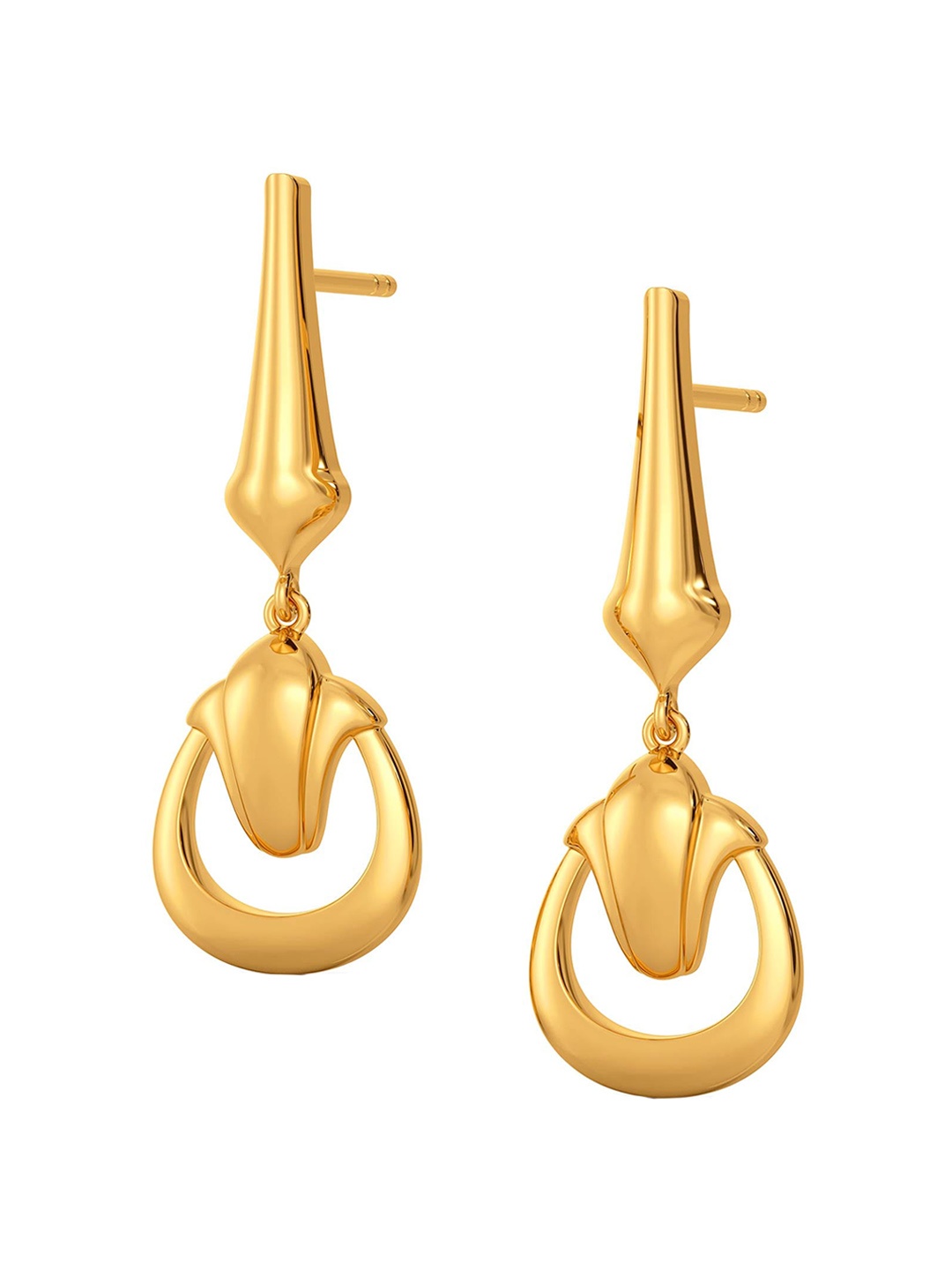

MELORRA 18KT Gold Stallion Suave Contemporary Shaped Drop Earrings-5.05 g