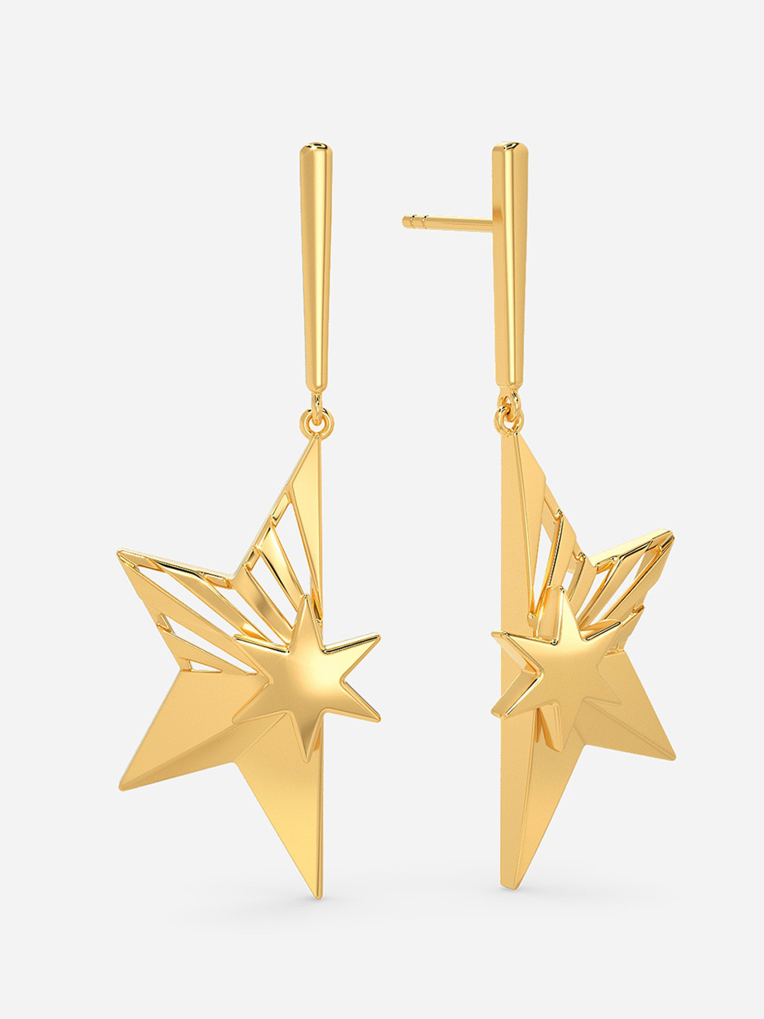 

MELORRA Martian Star 18KT Gold Dangle Earrings-7.44gm