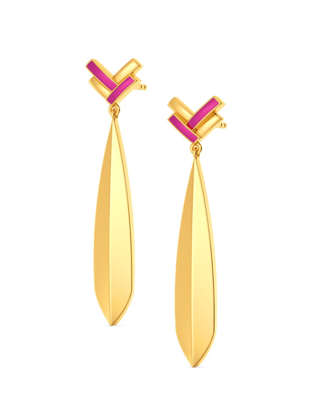 

MELORRA Pink Odyssey 18KT Gold Drop Earrings - 5.03 gm