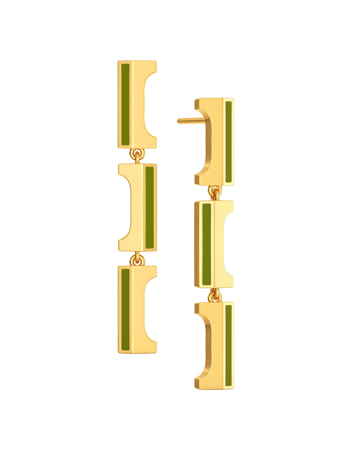 

MELORRA Khaki Comrades 18KT Gold Dangle Earrings-5.91gm